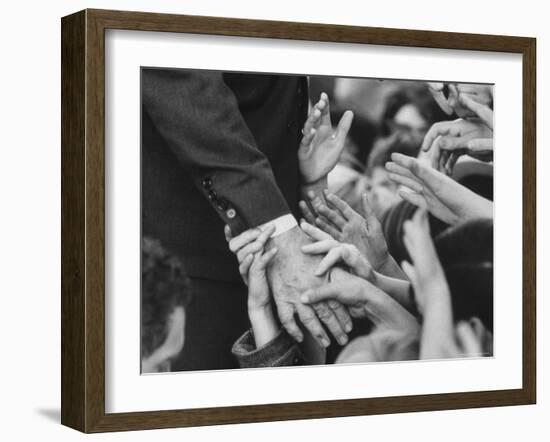 Senator Robert F. Kennedy Shaking Hands with Admirers During Campaigning-Bill Eppridge-Framed Photographic Print