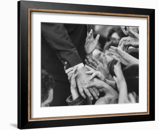 Senator Robert F. Kennedy Shaking Hands with Admirers During Campaigning-Bill Eppridge-Framed Photographic Print