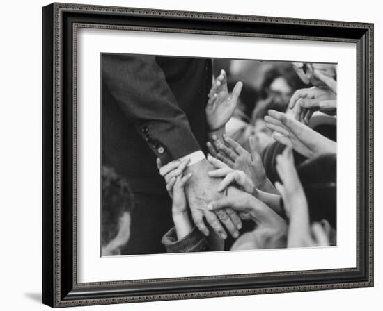 Senator Robert F. Kennedy Shaking Hands with Admirers During Campaigning-Bill Eppridge-Framed Photographic Print