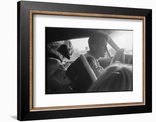 Senator Robert Kennedy Driving Car with Pet Springer Spaniel over His Lap and Son Max Beside Him-Bill Eppridge-Framed Photographic Print
