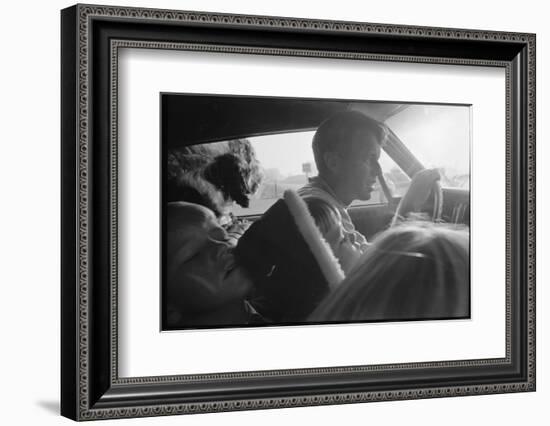Senator Robert Kennedy Driving Car with Pet Springer Spaniel over His Lap and Son Max Beside Him-Bill Eppridge-Framed Photographic Print