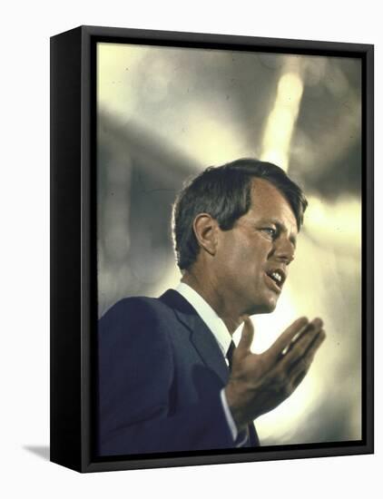 Senator Robert Kennedy on Campaign Trail During Presidential Primary Season-Bill Eppridge-Framed Premier Image Canvas