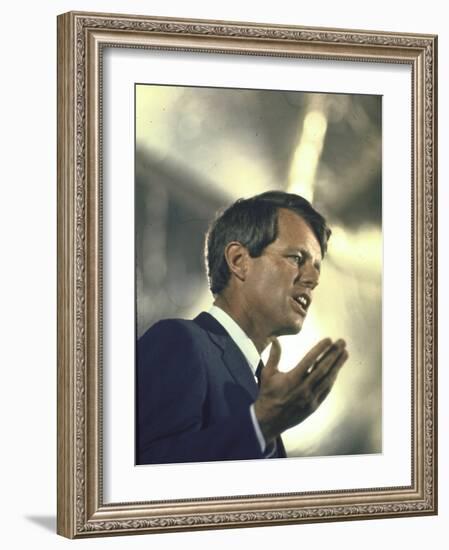 Senator Robert Kennedy on Campaign Trail During Presidential Primary Season-Bill Eppridge-Framed Photographic Print