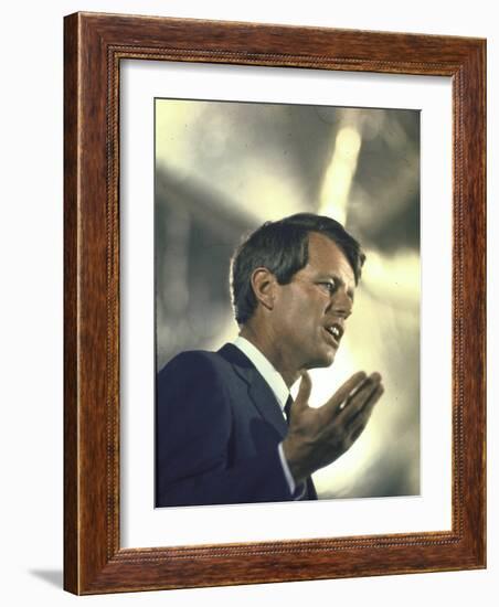 Senator Robert Kennedy on Campaign Trail During Presidential Primary Season-Bill Eppridge-Framed Photographic Print