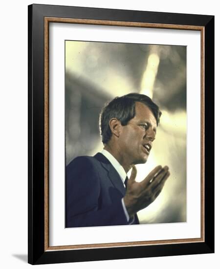 Senator Robert Kennedy on Campaign Trail During Presidential Primary Season-Bill Eppridge-Framed Photographic Print