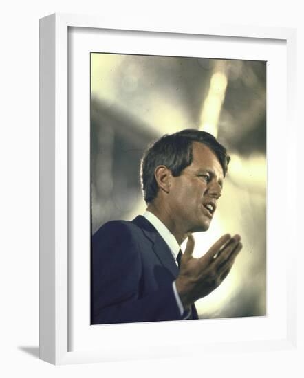 Senator Robert Kennedy on Campaign Trail During Presidential Primary Season-Bill Eppridge-Framed Photographic Print