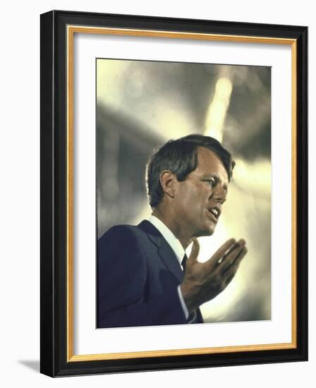 Senator Robert Kennedy on Campaign Trail During Presidential Primary Season-Bill Eppridge-Framed Photographic Print