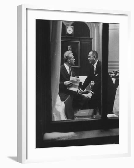 Senators Everett M. Dirksen and Lyndon B. Johnson During the Senate Filibuster on Civil Rights-null-Framed Photographic Print