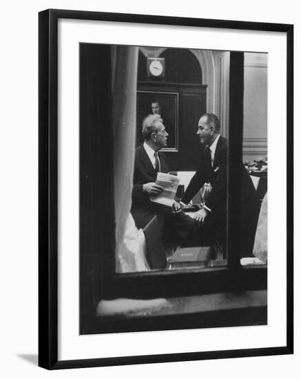 Senators Everett M. Dirksen and Lyndon B. Johnson During the Senate Filibuster on Civil Rights-null-Framed Photographic Print