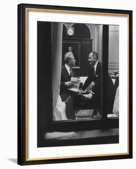 Senators Everett M. Dirksen and Lyndon B. Johnson During the Senate Filibuster on Civil Rights-null-Framed Photographic Print