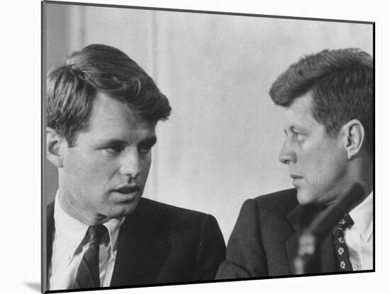 Senators Robert and John F. Kennedy, During a Senate Comm. Hearing Regarding the Kohler Strike-Ed Clark-Mounted Photographic Print