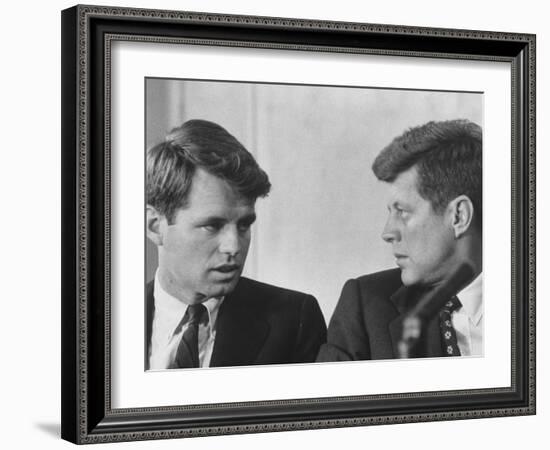 Senators Robert and John F. Kennedy, During a Senate Comm. Hearing Regarding the Kohler Strike-Ed Clark-Framed Photographic Print