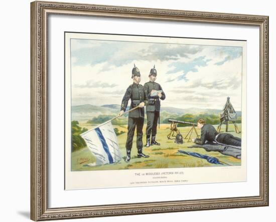 Sending a Semaphore Signal Using Flags, C1880-Geoffrey Douglas Giles-Framed Giclee Print