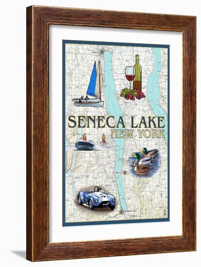 Seneca Lake, New York - Nautical Chart-Lantern Press-Framed Art Print