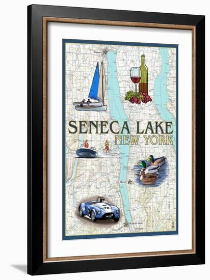 Seneca Lake, New York - Nautical Chart-Lantern Press-Framed Art Print