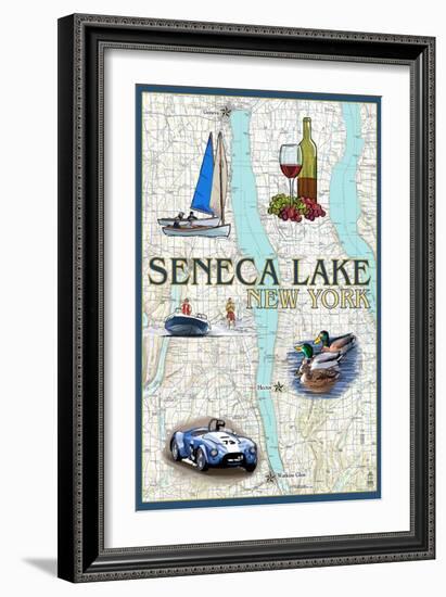 Seneca Lake, New York - Nautical Chart-Lantern Press-Framed Art Print
