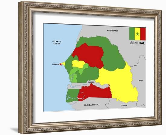 Senegal Map-tony4urban-Framed Art Print