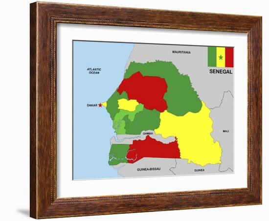 Senegal Map-tony4urban-Framed Art Print