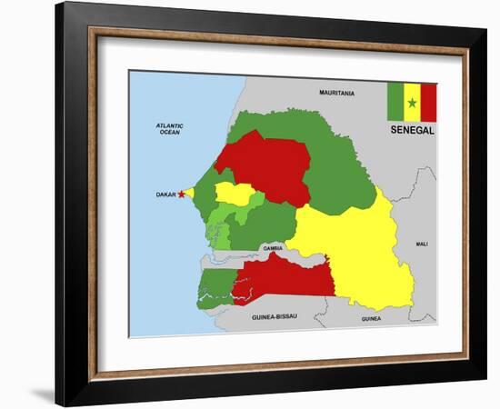 Senegal Map-tony4urban-Framed Art Print