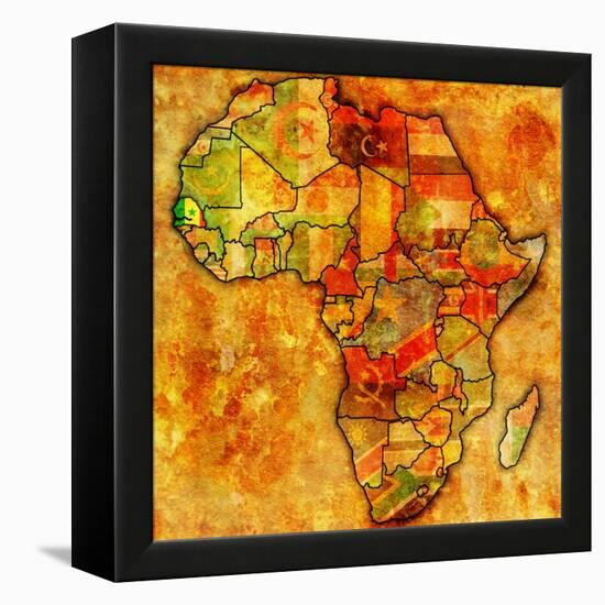 Senegal on Actual Map of Africa-michal812-Framed Stretched Canvas