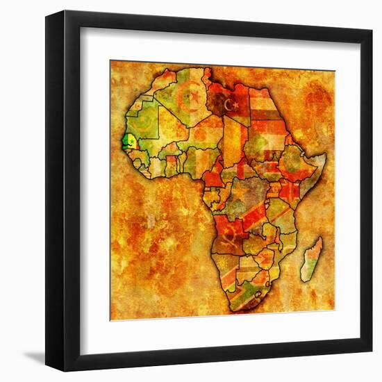 Senegal on Actual Map of Africa-michal812-Framed Art Print