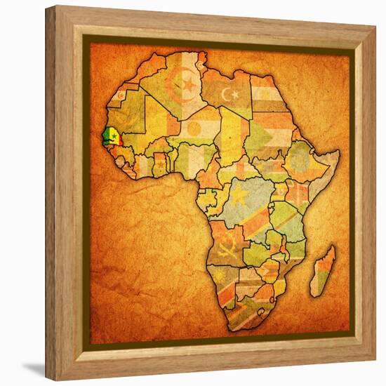 Senegal on Actual Map of Africa-michal812-Framed Stretched Canvas