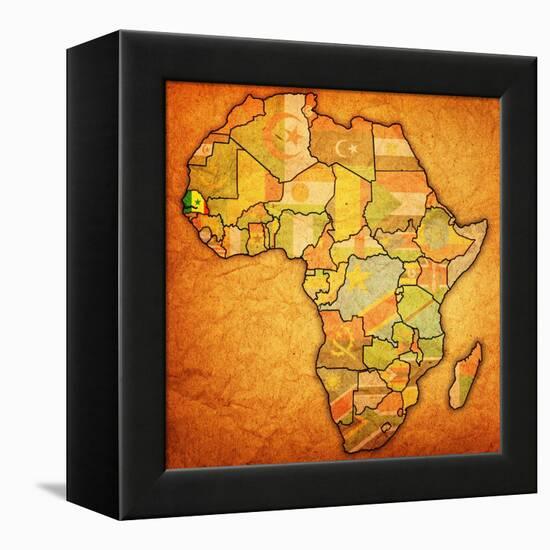 Senegal on Actual Map of Africa-michal812-Framed Stretched Canvas