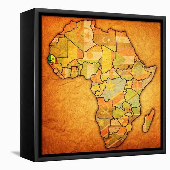 Senegal on Actual Map of Africa-michal812-Framed Stretched Canvas