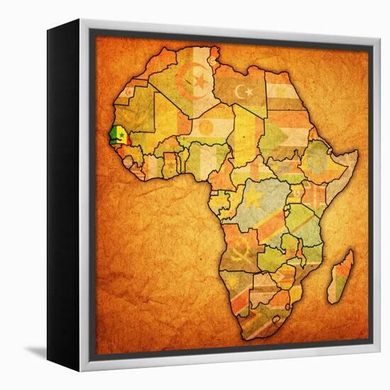 Senegal on Actual Map of Africa-michal812-Framed Stretched Canvas