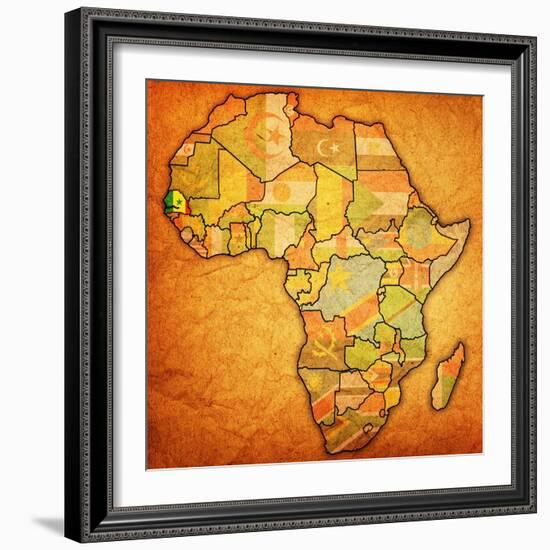 Senegal on Actual Map of Africa-michal812-Framed Art Print