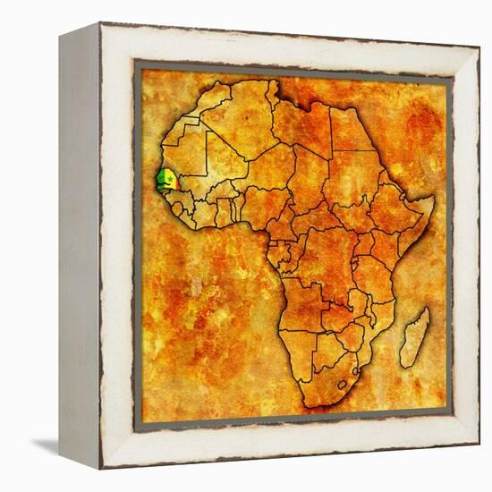 Senegal on Actual Map of Africa-michal812-Framed Stretched Canvas