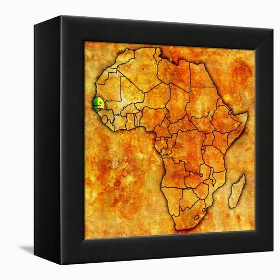 Senegal on Actual Map of Africa-michal812-Framed Stretched Canvas