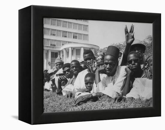 Senegalese Awaiting Arrival of US VP Lyndon Johnson to Celebrate First Year of their Independence-Hank Walker-Framed Premier Image Canvas