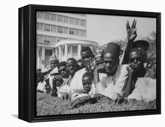 Senegalese Awaiting Arrival of US VP Lyndon Johnson to Celebrate First Year of their Independence-Hank Walker-Framed Premier Image Canvas