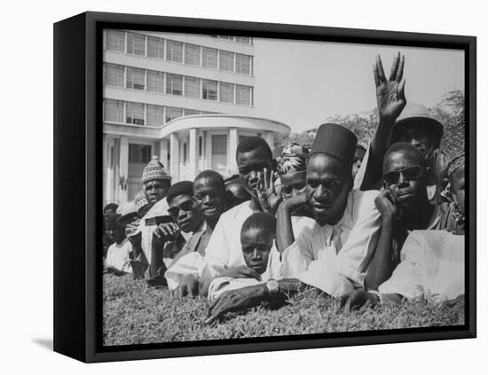 Senegalese Awaiting Arrival of US VP Lyndon Johnson to Celebrate First Year of their Independence-Hank Walker-Framed Premier Image Canvas