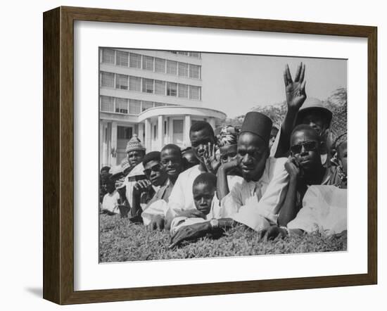 Senegalese Awaiting Arrival of US VP Lyndon Johnson to Celebrate First Year of their Independence-Hank Walker-Framed Photographic Print