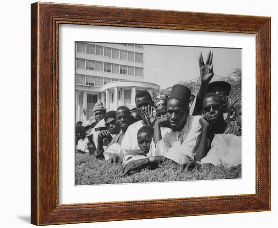 Senegalese Awaiting Arrival of US VP Lyndon Johnson to Celebrate First Year of their Independence-Hank Walker-Framed Photographic Print