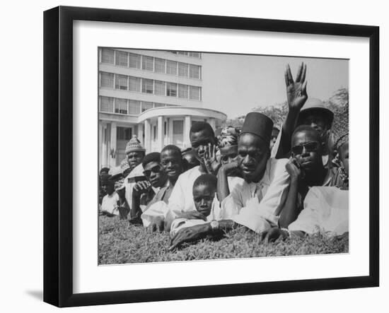 Senegalese Awaiting Arrival of US VP Lyndon Johnson to Celebrate First Year of their Independence-Hank Walker-Framed Photographic Print