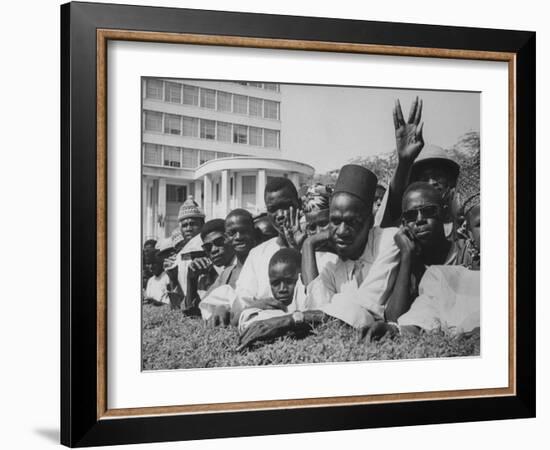 Senegalese Awaiting Arrival of US VP Lyndon Johnson to Celebrate First Year of their Independence-Hank Walker-Framed Photographic Print