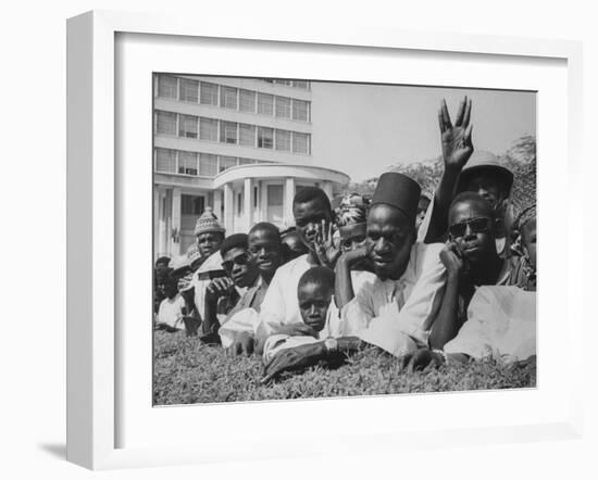 Senegalese Awaiting Arrival of US VP Lyndon Johnson to Celebrate First Year of their Independence-Hank Walker-Framed Photographic Print