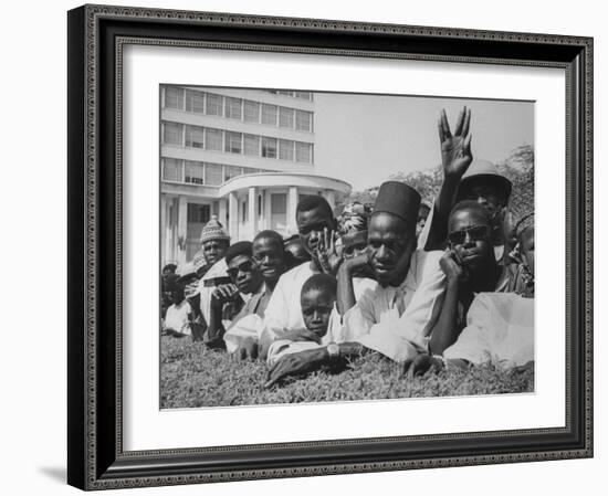 Senegalese Awaiting Arrival of US VP Lyndon Johnson to Celebrate First Year of their Independence-Hank Walker-Framed Photographic Print