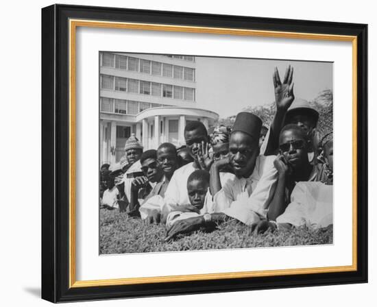 Senegalese Awaiting Arrival of US VP Lyndon Johnson to Celebrate First Year of their Independence-Hank Walker-Framed Photographic Print