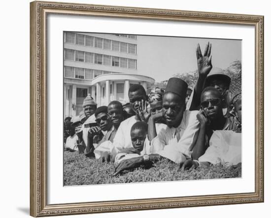 Senegalese Awaiting Arrival of US VP Lyndon Johnson to Celebrate First Year of their Independence-Hank Walker-Framed Photographic Print