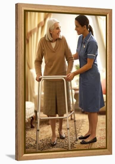 Senior Woman with Walking Frame-Science Photo Library-Framed Premier Image Canvas
