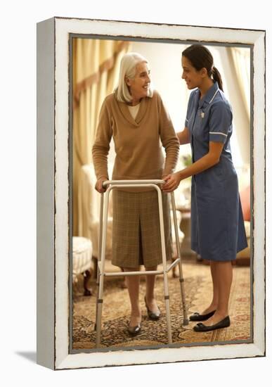 Senior Woman with Walking Frame-Science Photo Library-Framed Premier Image Canvas