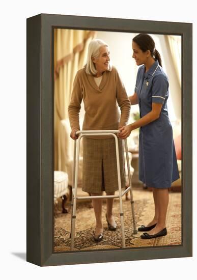 Senior Woman with Walking Frame-Science Photo Library-Framed Premier Image Canvas