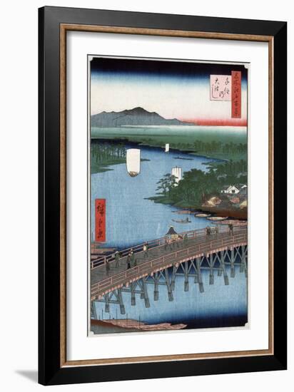 Senju Great Bridge, Japanese Wood-Cut Print-Lantern Press-Framed Art Print