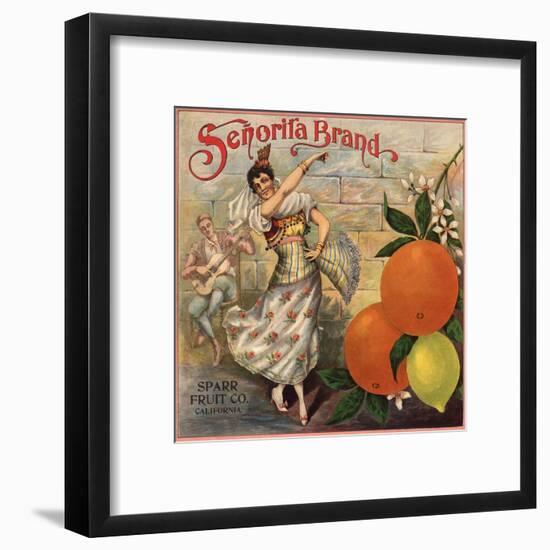 Senorita Brand - California - Citrus Crate Label-Lantern Press-Framed Art Print