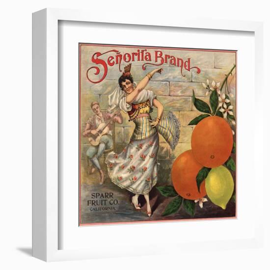 Senorita Brand - California - Citrus Crate Label-Lantern Press-Framed Art Print