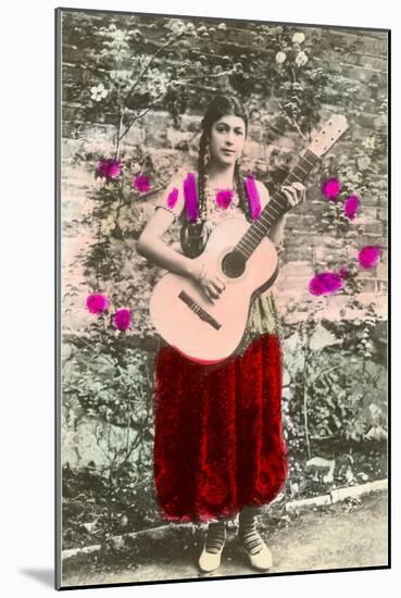 Senorita with Guitar-null-Mounted Art Print